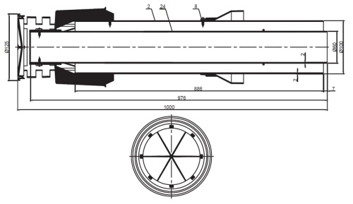 Элемент дымохода конденсац. вертик. замык уч-ок с оголовком Ø60/100 м/п  PP-PP Stout SCA-8610-010111