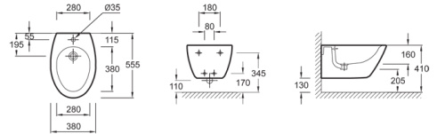 Биде подвесное Jacob Delafon Presquile E4441-00 белый 380х280х555 Биде подвесное Jacob Delafon Presquile E4441-00 белый 380х280х555