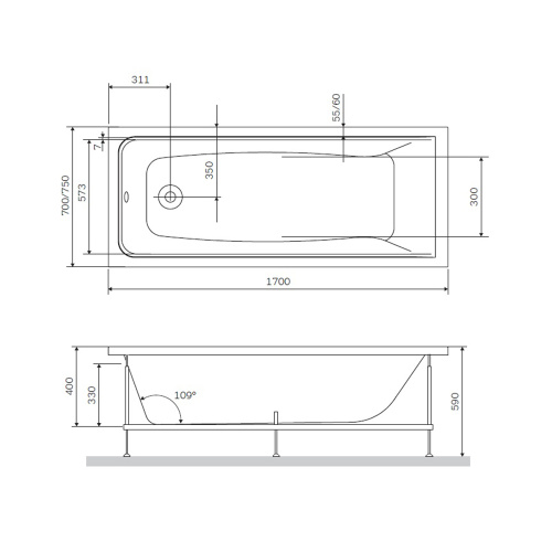 Каркас для ванны AM.MP Gem W90A-170-075W-R Каркас для ванны AM.MP Gem W90A-170-075W-R