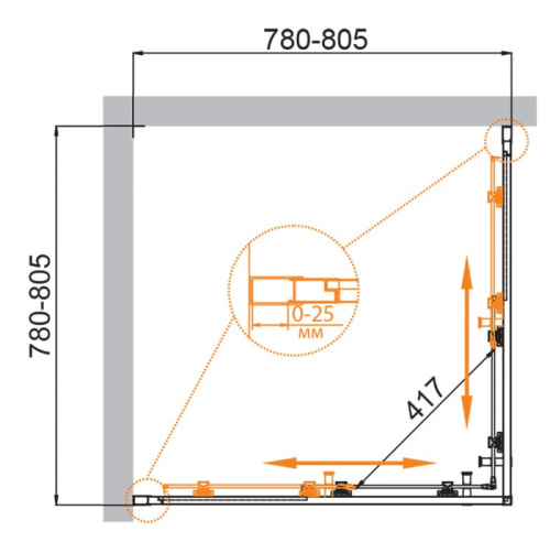 Душевой уголок 100x100 Cezares MOLVENO-A-2-100-C-Cr-IV