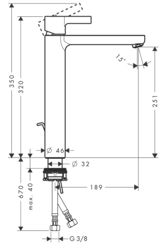 Смеситель для раковины Hansgrohe Metris S 31022000 хром, высокий, донный клапан Смеситель для раковины Hansgrohe Metris S 31022000 хром, высокий, донный клапан