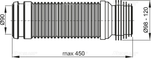 Гофра Alcaplast d 90/110 мм flexi для систем инсталляции M9006 Гофра Alcaplast d 90/110 мм flexi для систем инсталляции M9006
