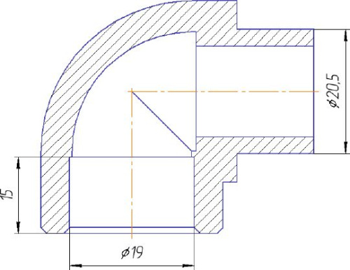 Угольник 90° ВН Kalde 20x90 полипропилен 3212-elt-200000