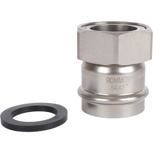 Соединитель с накидной гайкой 54x2" пресс, нержавеющая сталь Rommer Соединитель с накидной гайкой 54x2" пресс, нержавеющая сталь Rommer