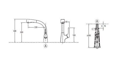 Смеситель для кухни Jacob Delafon Elate E13963-CP хром, выдвижной излив Смеситель для кухни Jacob Delafon Elate E13963-CP хром, выдвижной излив