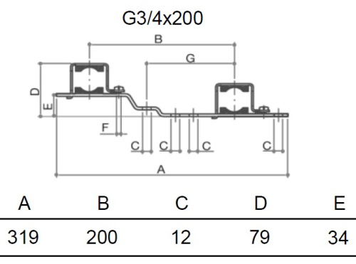 Кронштейн для коллектора 3/4"x200 двойной LUXOR