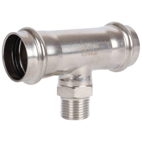 Тройник с резьбой ВПр-НР 28x1/2"x28 пресс, нержавеющая сталь Rommer Тройник с резьбой ВПр-НР 28x1/2"x28 пресс, нержавеющая сталь Rommer