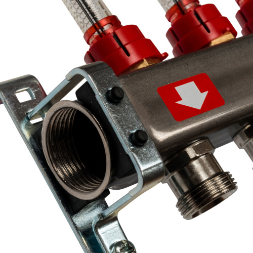 Коллектор отопления STOUT 1"нержа., 4x3/4" с расxодомерами, без кранов SMS 0927 000004