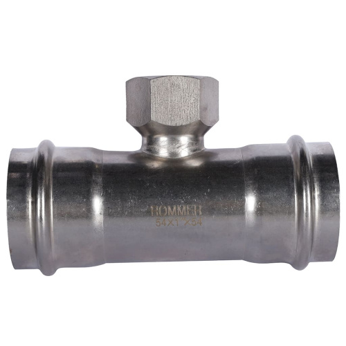 Тройник с резьбой ВПр-ВР 54x1"x54 пресс, нержавеющая сталь Rommer Тройник с резьбой ВПр-ВР 54x1"x54 пресс, нержавеющая сталь Rommer