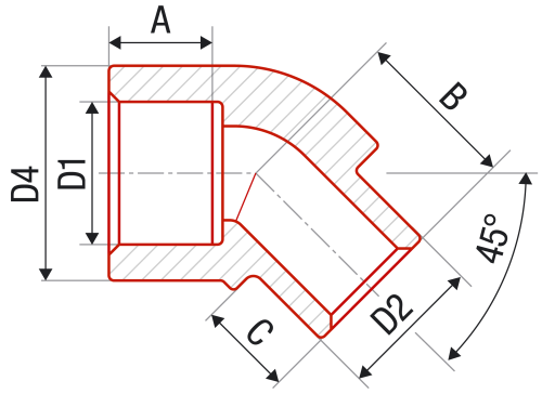 Угольник 45° ВН FV-plast 16х16 полипропилен AA205016000
