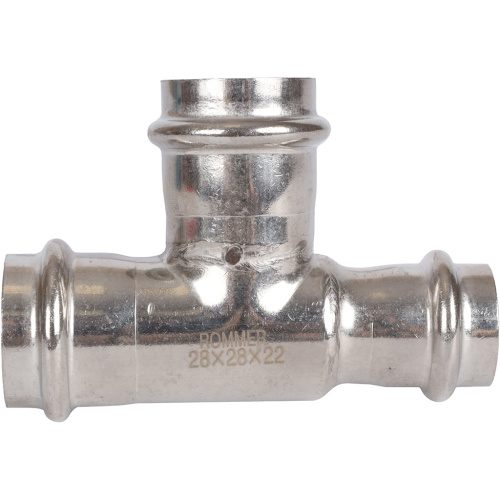 Тройник переходной ВПр 28х28х22 пресс, нержавеющая сталь Rommer