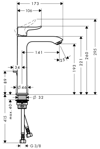 Смеситель для раковины Hansgrohe Metris 31183000 хром, высокий, донный клапан Смеситель для раковины Hansgrohe Metris 31183000 хром, высокий, донный клапан