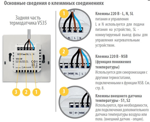 Термостат непрограммируемый Salus IT600 NSB VS35W с экраном LCD, 230V, белый