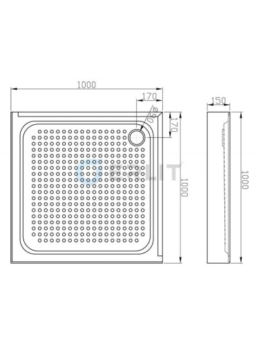 Душевой поддон 100x100 Erlit квадратный ER100H
