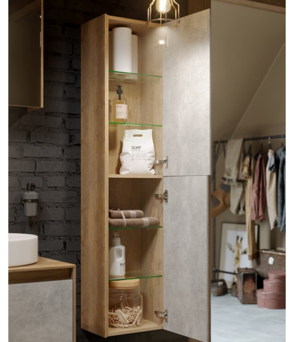 Пенал AQWELLA Mobi 36,5 Бетон светлый MOB0535BS+MOB0735DB Пенал AQWELLA Mobi 36,5 Бетон светлый MOB0535BS+MOB0735DB