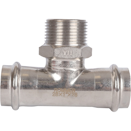 Тройник с резьбой ВПр-НР 28x1"x28 пресс, нержавеющая сталь Rommer Тройник с резьбой ВПр-НР 28x1"x28 пресс, нержавеющая сталь Rommer