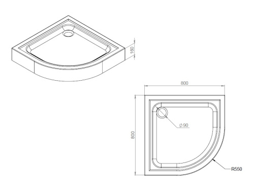 Душевой поддон 80x80 AM.PM Gem W90T-401-080W Душевой поддон 80x80 AM.PM Gem W90T-401-080W