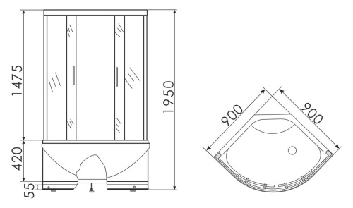 Душевой уголок 90x90 Erlit Comfort ER0509T-C4 высокий поддон