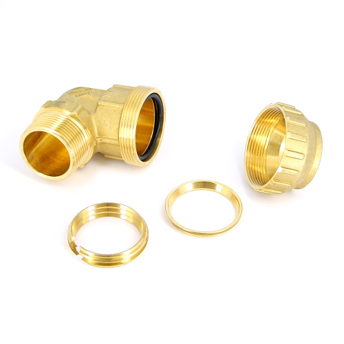 Угольник с резьбой Tiemme 63x2"Н латунь для ПНД 3400062