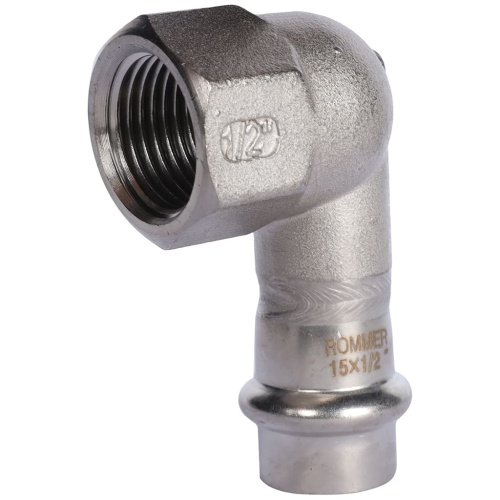 Угольник с резьбой ВПр-ВР 15х1/2" пресс, нержавеющая сталь Rommer Угольник с резьбой ВПр-ВР 15х1/2" пресс, нержавеющая сталь Rommer