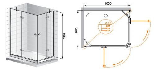 Душевой уголок 120x90 Cezares VERONA-W-AH-2-120/90-C-Cr