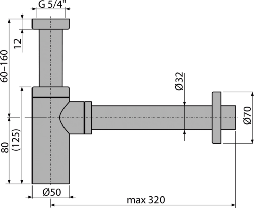 Сифон для раковины Alcaplast DESIGN d 32 мм, круглый, цельнометаллический A400 Сифон для раковины Alcaplast DESIGN d 32 мм, круглый, цельнометаллический A400