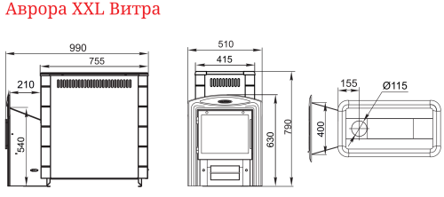 Банная печь Аврора XXL Inox Витра Иллюминатор антрацит НВ Термофор Банная печь Аврора XXL Inox Витра Иллюминатор антрацит НВ Термофор