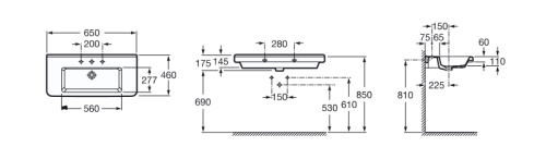 Раковина Roca Dama-N 650x460 настенная 327783000