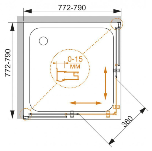 Душевой уголок 80x80 Cezares PRATICO-A-2-80-P-Cr Душевой уголок 80x80 Cezares PRATICO-A-2-80-P-Cr