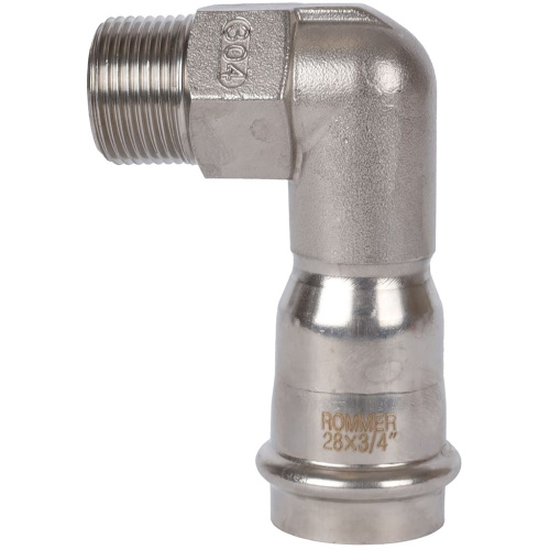 Угольник с резьбой ВПр-НР 28х3/4" пресс, нержавеющая сталь Rommer Угольник с резьбой ВПр-НР 28х3/4" пресс, нержавеющая сталь Rommer