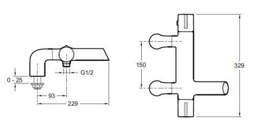 Смеситель для ванны Jacob Delafon Toobi E9095-CP Хром, на деку ванны, термостатический Смеситель для ванны Jacob Delafon Toobi E9095-CP Хром, на деку ванны, термостатический