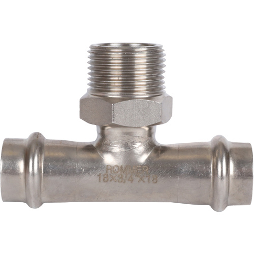 Тройник с резьбой ВПр-НР 18x3/4"x18 пресс, нержавеющая сталь Rommer Тройник с резьбой ВПр-НР 18x3/4"x18 пресс, нержавеющая сталь Rommer