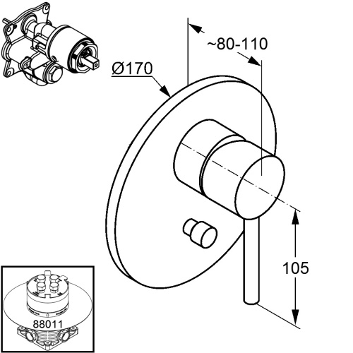Смеситель для скрытого монтажа Kludi Bozz 386500576 Хром, автом. переключение душ/ванна, высота 170мм, неполный комплект Смеситель для скрытого монтажа Kludi Bozz 386500576 Хром, автом. переключение душ/ванна, высота 170мм, неполный комплект