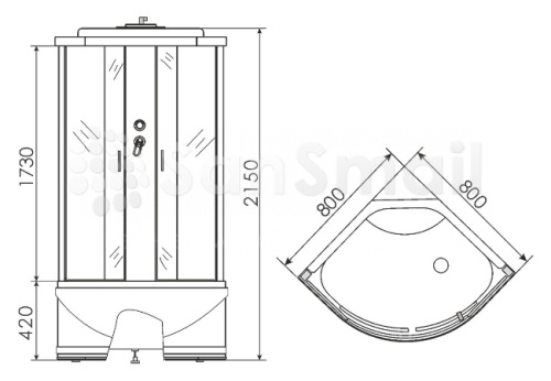 Душевая кабина 80x80 Erlit Comfort ER3508TP-C4 высокий поддон