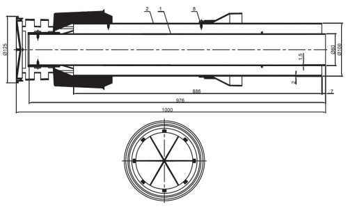 Элемент дымохода  Ø60/100 комплект терминал вертикальный утепленный, 1000 мм, фин.уч-ок. адаптер в комплекте. Stout SCA-6010-800001