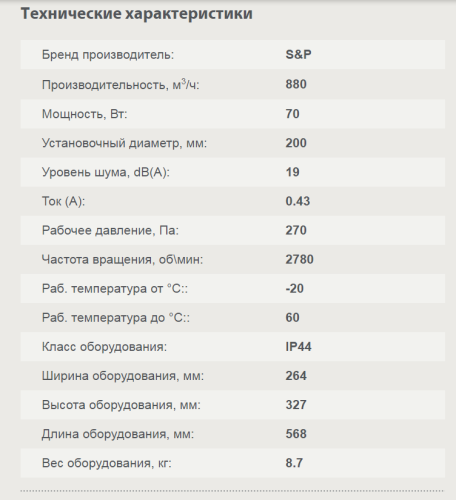 Вентилятор канальный TD-800/200 SILENT Soler & Palau Вентилятор канальный TD-800/200 SILENT Soler & Palau