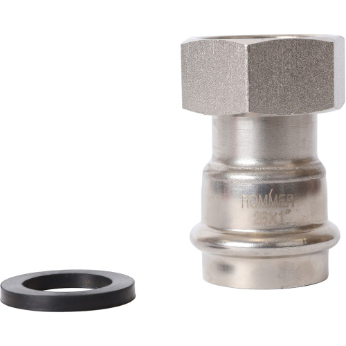 Соединитель с накидной гайкой 28x1" пресс, нержавеющая сталь Rommer Соединитель с накидной гайкой 28x1" пресс, нержавеющая сталь Rommer