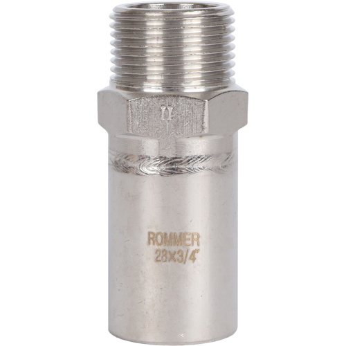 Вставка переходная НПр-НР 28x3/4" пресс, нержавеющая сталь Rommer Вставка переходная НПр-НР 28x3/4" пресс, нержавеющая сталь Rommer
