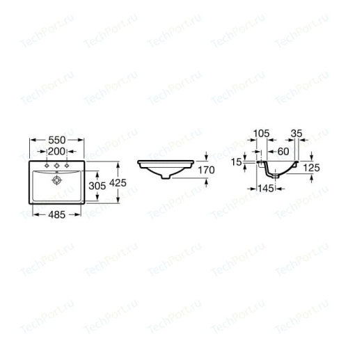 Раковина Roca Diverta 550х425 врезная сверху 32711600Y Раковина Roca Diverta 550х425 врезная сверху 32711600Y