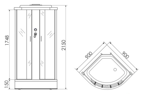 Душевая кабина 90x90 Erlit Comfort ER3509P-C4 низкий поддон
