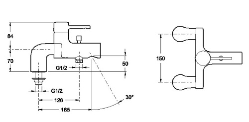 Смеситель для ванны Jacob Delafon Cuff E37043-CP хром, на деку, не поворотный излив (165мм) Смеситель для ванны Jacob Delafon Cuff E37043-CP хром, на деку, не поворотный излив (165мм)