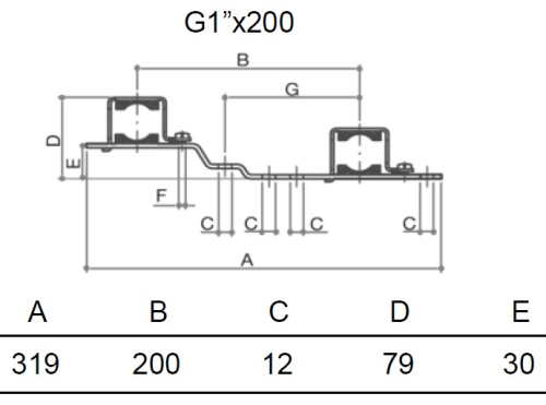Кронштейн для коллектора 1"x200 двойной LUXOR