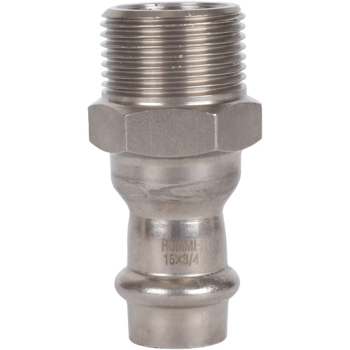 Соединитель ВПр-НР 15x3/4" пресс, нержавеющая сталь Rommer Соединитель ВПр-НР 15x3/4" пресс, нержавеющая сталь Rommer