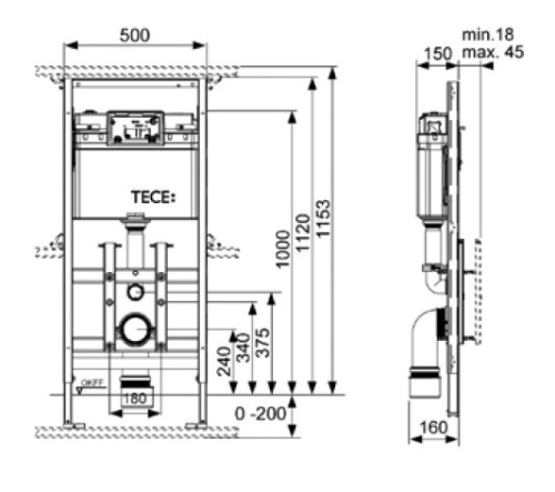 Инсталяция для унитаза TECElux 100 9600100 Инсталяция для унитаза TECElux 100 9600100