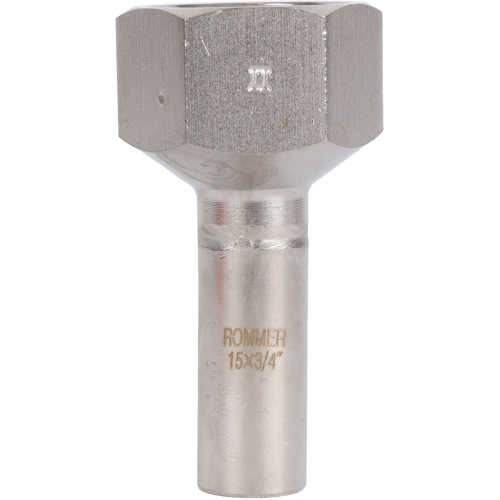 Вставка переходная НПр-ВР 15x3/4" пресс, нержавеющая сталь Rommer Вставка переходная НПр-ВР 15x3/4" пресс, нержавеющая сталь Rommer