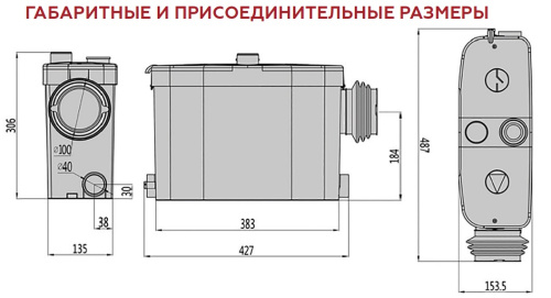 Канализационная насосная станция Rommmer BIOLIFT R-4S выход сбоку 1x100 и 3x40 Канализационная насосная станция Rommmer BIOLIFT R-4S выход сбоку 1x100 и 3x40