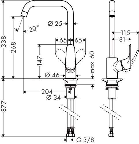 Смеситель для кухни Hansgrohe Focus 31820800 сталь Смеситель для кухни Hansgrohe Focus 31820800 сталь