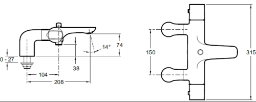 Смеситель для ванны Jacob Delafon AlEo E72287-CP Хром, на деку ванны, термостатический Смеситель для ванны Jacob Delafon AlEo E72287-CP Хром, на деку ванны, термостатический