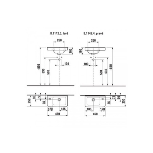 Рукомойник Jika Cubito 114230001051 белый, левый 450x250 Рукомойник Jika Cubito 114230001051 белый, левый 450x250