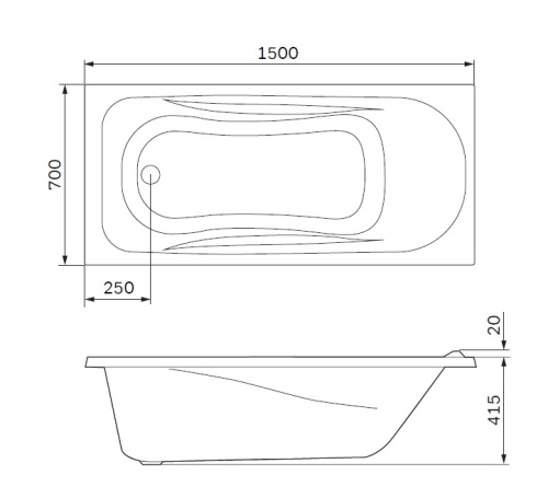 Ванна акриловая AM.PM Sense 700x1500x430 W76A-150-070W-A Ванна акриловая AM.PM Sense 700x1500x430 W76A-150-070W-A